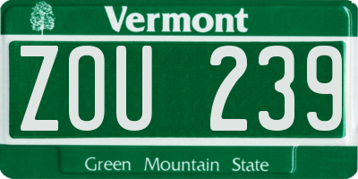 VT license plate ZOU239
