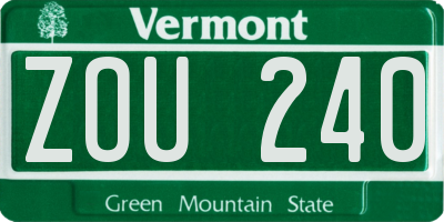 VT license plate ZOU240