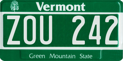 VT license plate ZOU242