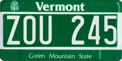 VT license plate ZOU245