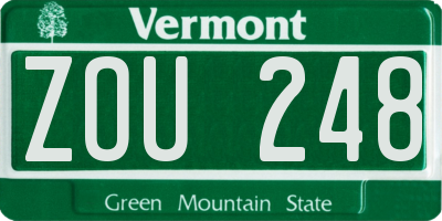 VT license plate ZOU248