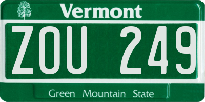 VT license plate ZOU249