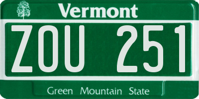 VT license plate ZOU251