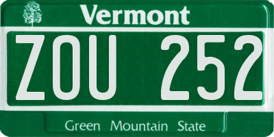 VT license plate ZOU252