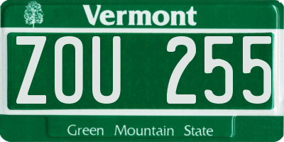 VT license plate ZOU255