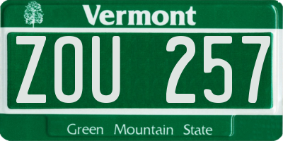 VT license plate ZOU257
