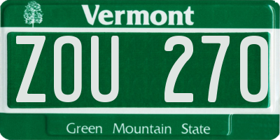 VT license plate ZOU270