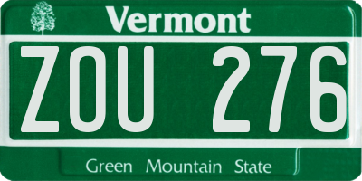 VT license plate ZOU276
