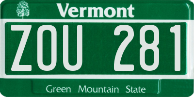 VT license plate ZOU281