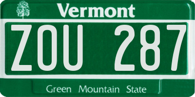 VT license plate ZOU287