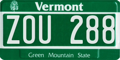 VT license plate ZOU288