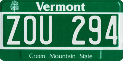 VT license plate ZOU294