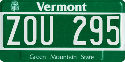 VT license plate ZOU295