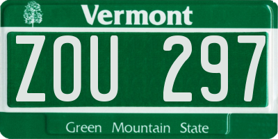 VT license plate ZOU297