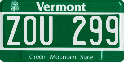 VT license plate ZOU299