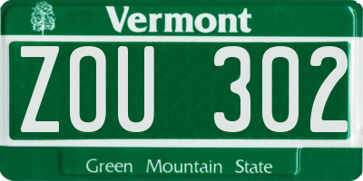 VT license plate ZOU302
