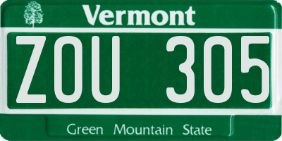 VT license plate ZOU305