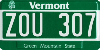 VT license plate ZOU307