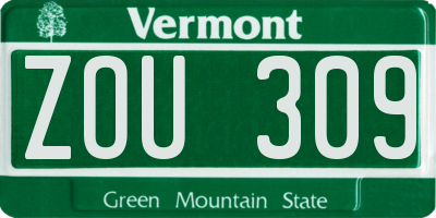 VT license plate ZOU309