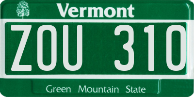 VT license plate ZOU310
