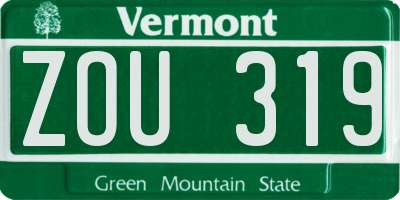 VT license plate ZOU319