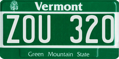 VT license plate ZOU320