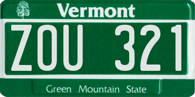 VT license plate ZOU321