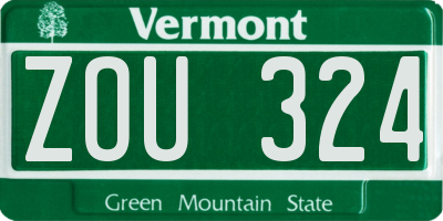 VT license plate ZOU324