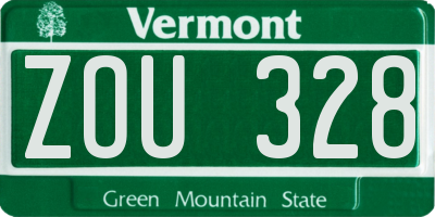 VT license plate ZOU328