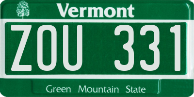VT license plate ZOU331