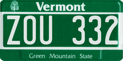 VT license plate ZOU332
