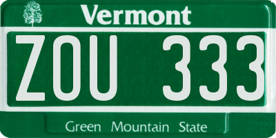 VT license plate ZOU333