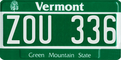 VT license plate ZOU336