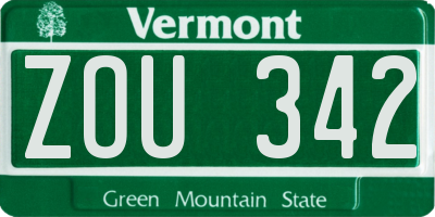 VT license plate ZOU342