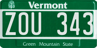 VT license plate ZOU343