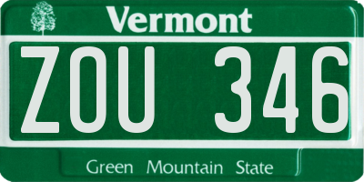 VT license plate ZOU346