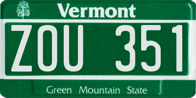 VT license plate ZOU351