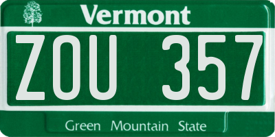 VT license plate ZOU357
