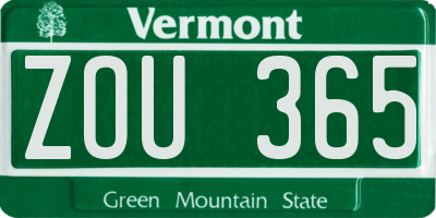 VT license plate ZOU365