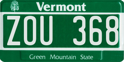 VT license plate ZOU368