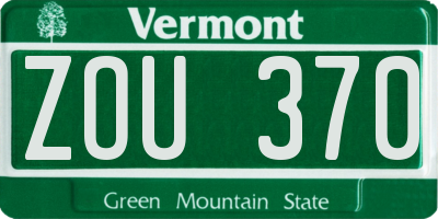 VT license plate ZOU370