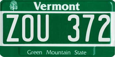 VT license plate ZOU372