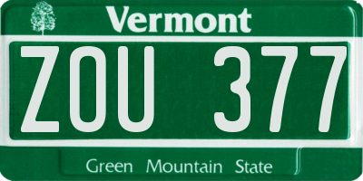 VT license plate ZOU377
