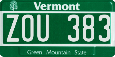 VT license plate ZOU383