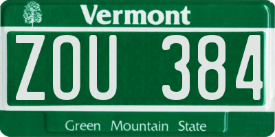 VT license plate ZOU384