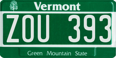VT license plate ZOU393