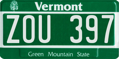 VT license plate ZOU397