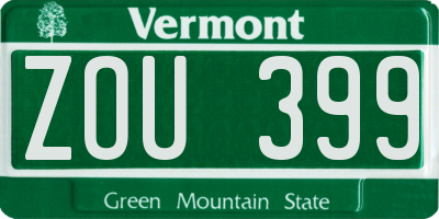 VT license plate ZOU399
