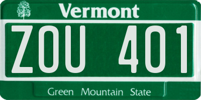 VT license plate ZOU401