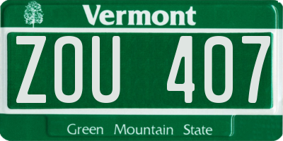VT license plate ZOU407